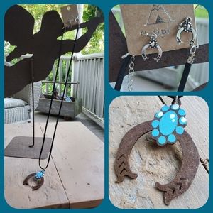 Free spirit Boho Hippie People Naja native Faux Suede Cord Necklace Earring set